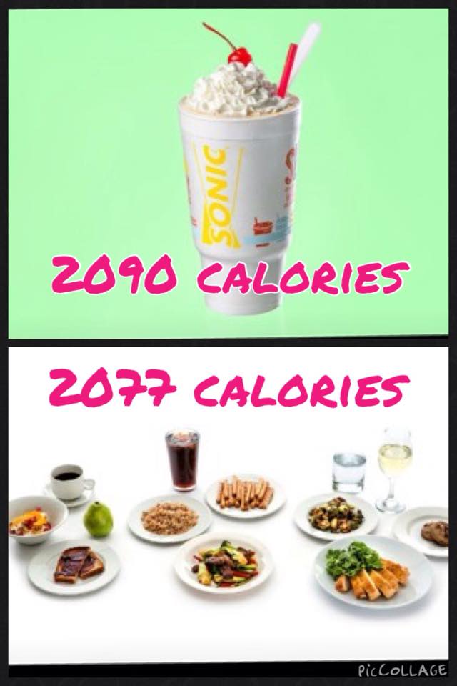 milk shake vs days eating calories